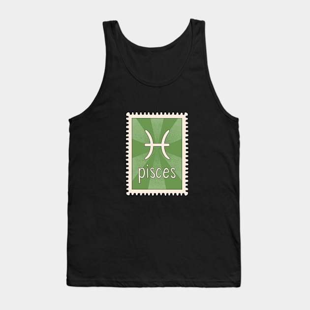 Pisces Zodiac Sign Stamp Tank Top by SRSigs